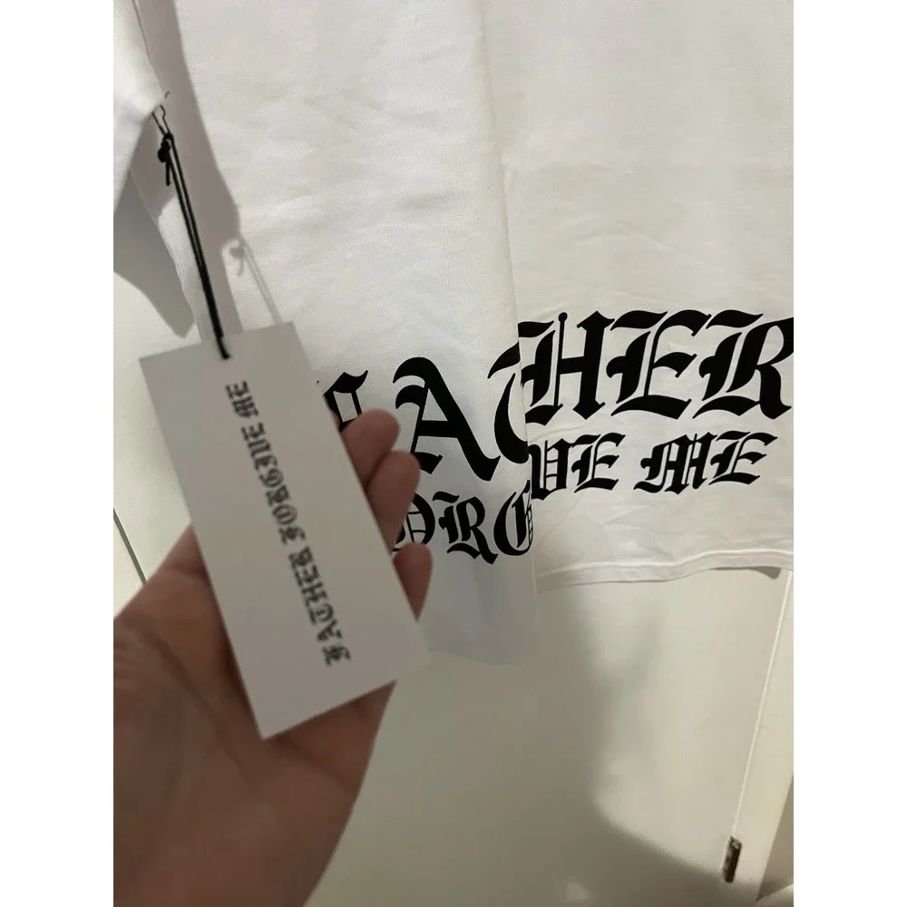 NWT Father Forgive Me Mens Size Medium White With Black Heavy‎ Quality Tee